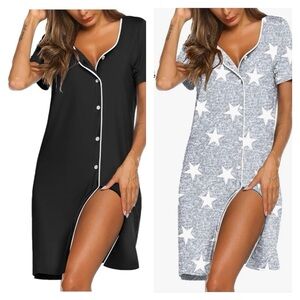 Elegant Black and Gray Star Pajama Dress